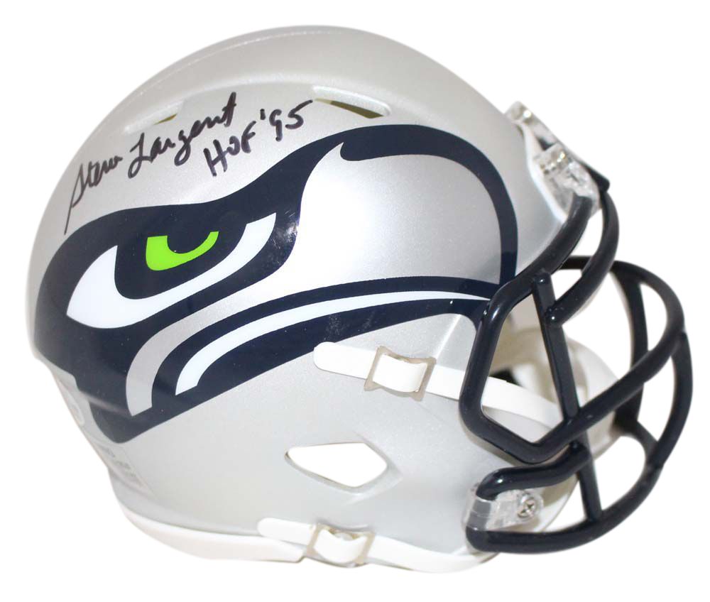 Steve Largent Autographed/Signed Seattle Seahawks AMP Mini Helmet HOF BAS