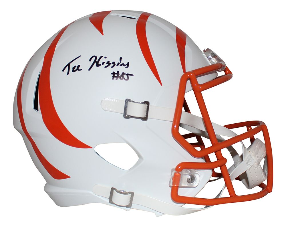 Tee Higgins Autographed Cincinnati Bengals F/S Flat White Helmet BAS