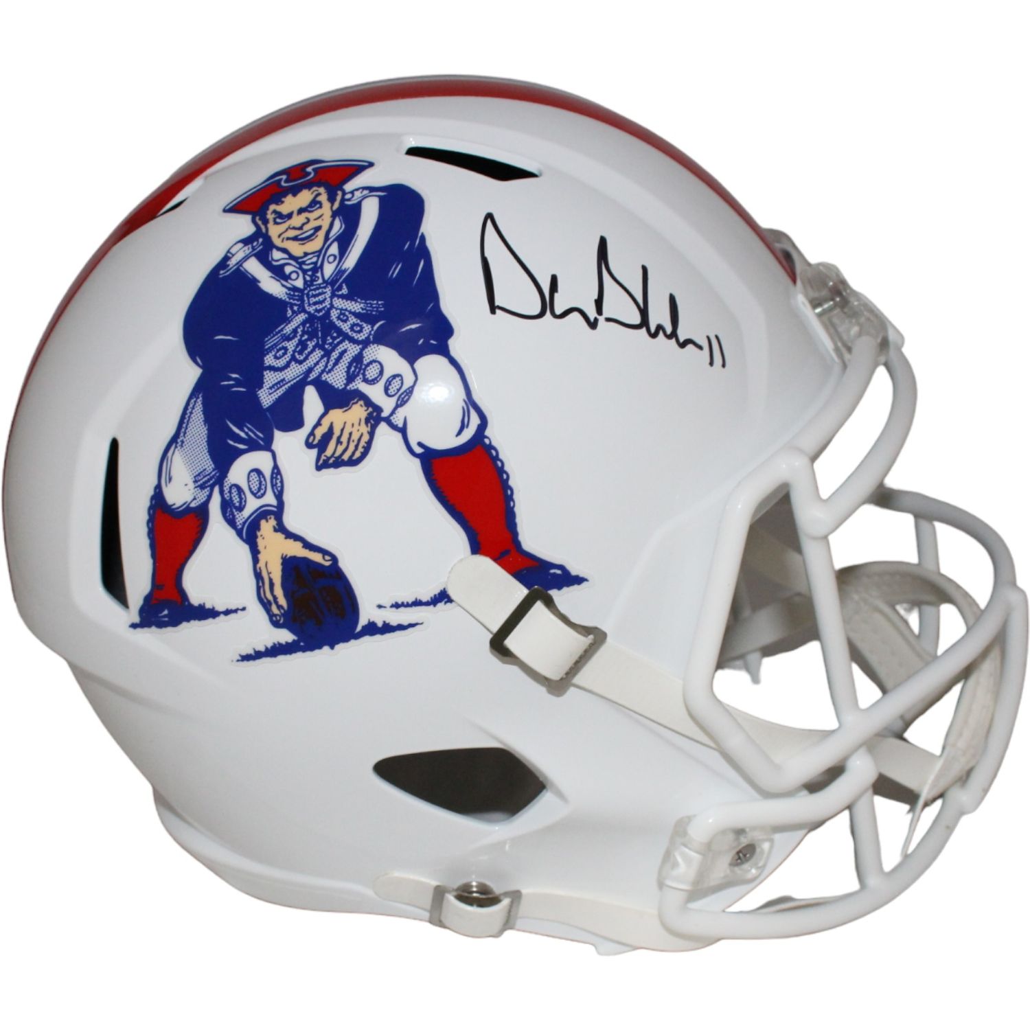 Drew Bledsoe Signed New England Patriots TB F/S Helmet Beckett
