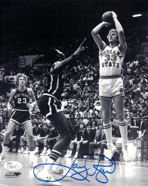Larry Bird Autographed Indiana State 8x10 Photo JSA