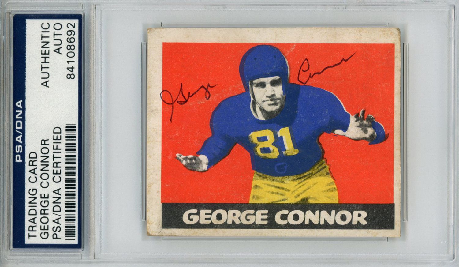 George Connor Autographed/Signed 1948 Leaf #37 Trading Card PSA Slab