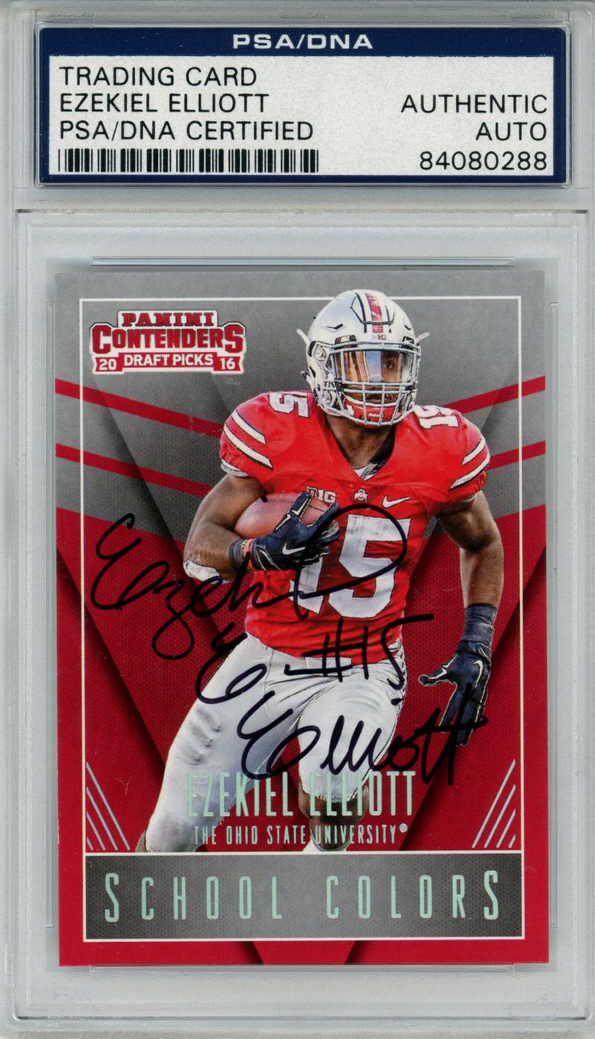 Ezekiel Elliott Signed 2016 Panini Contenders Draft Picks #5 Card PSA Slab