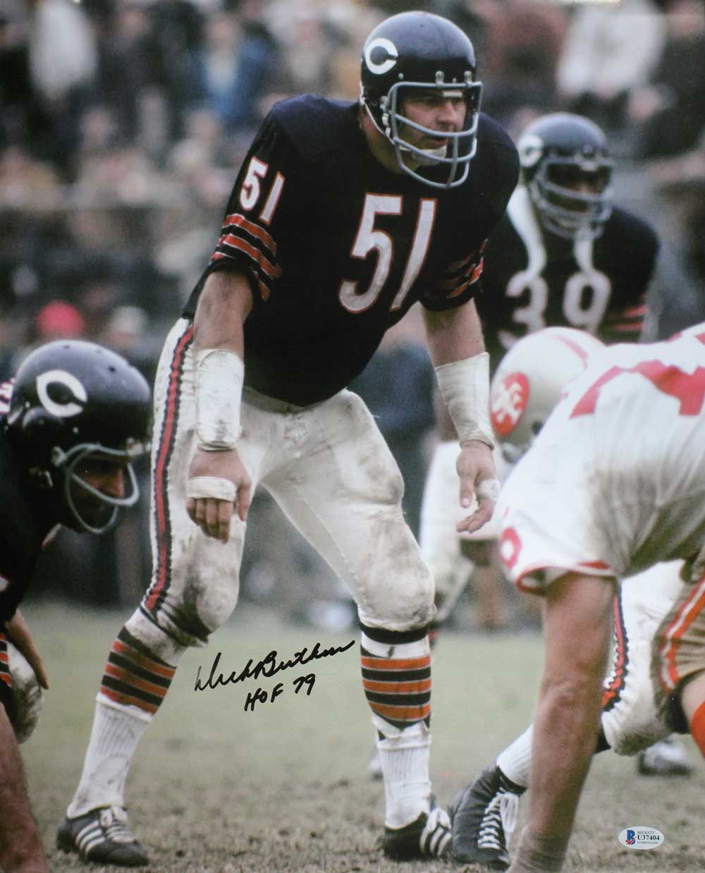 Dick Butkus Autographed/Signed Chicago Bears 16x20 Photo HOF BAS