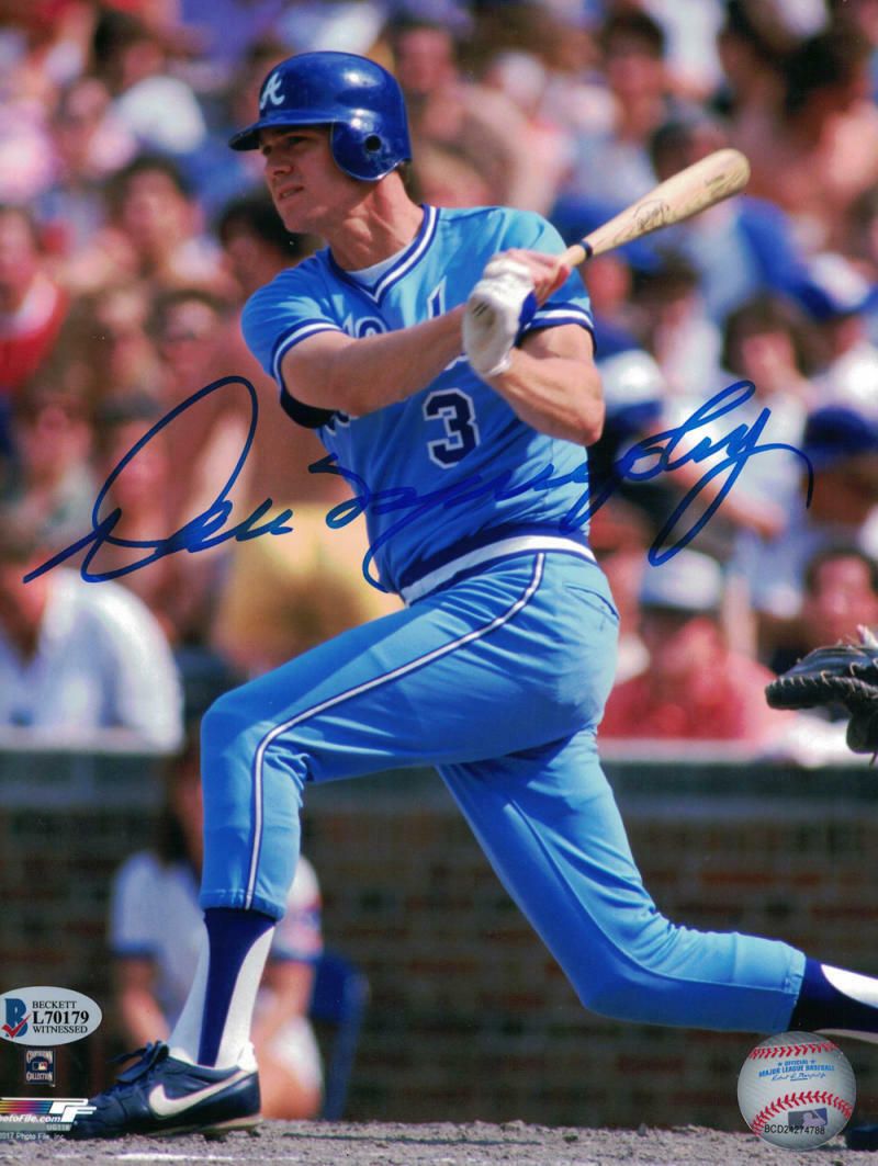 Dale Murphy Autographed Atlanta Braves 8x10 Photo Blue Jersey BAS