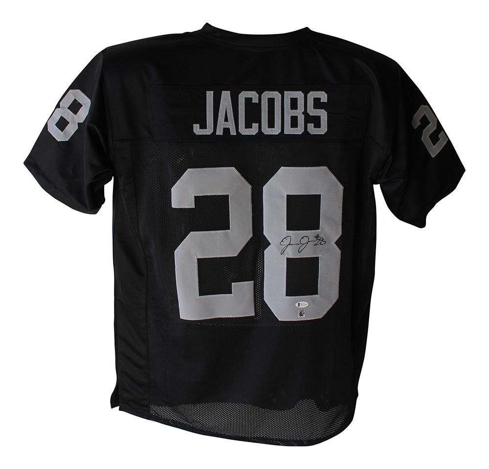 Josh Jacobs Autographed/Signed Pro Style Black XL Jersey BAS