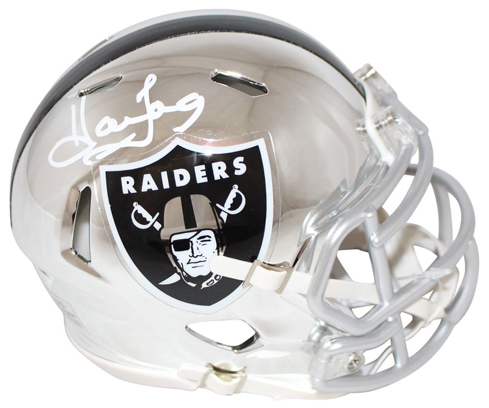 Howie Long Autographed/Signed Oakland Raiders Chrome Mini Helmet JSA