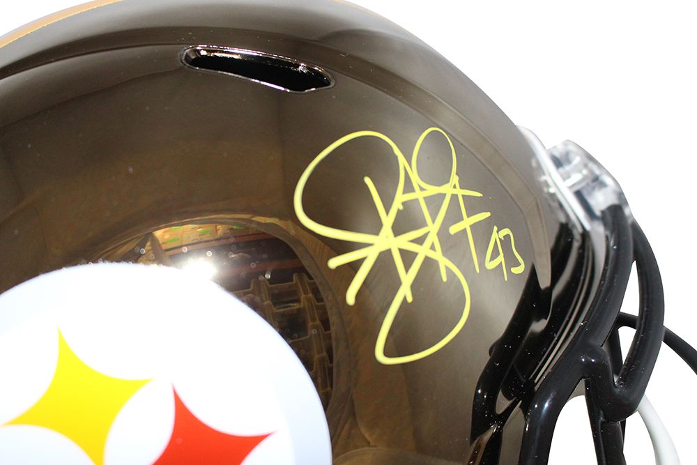 Troy Polamalu Signed Pittsburgh Steelers F/S Chrome Speed Helmet BAS