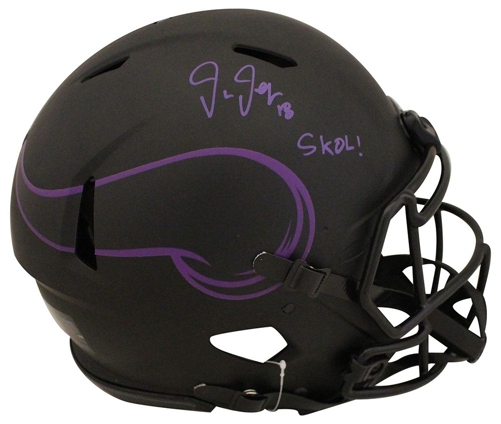 Justin Jefferson Signed Minnesota Vikings Authentic Eclipse Helmet SKOL BAS