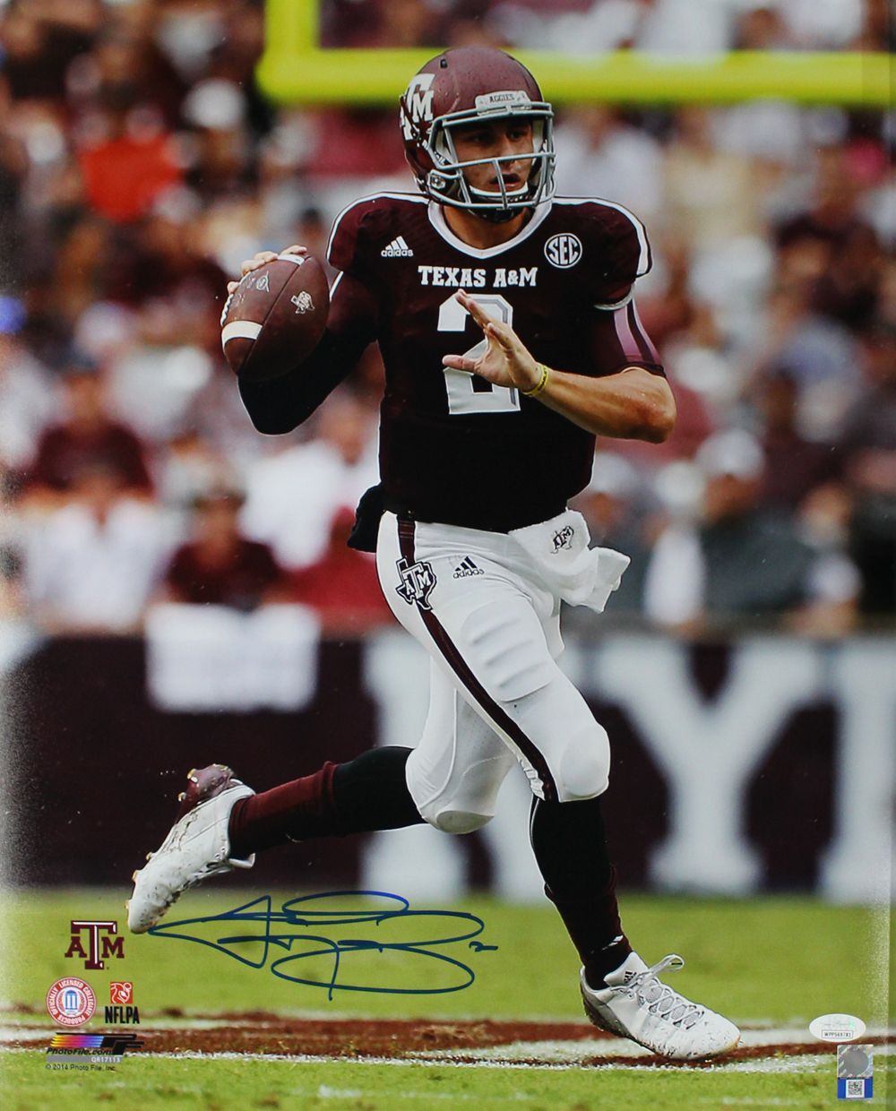 Johnny Manziel Autographed/Signed Texas A&amp;M Aggies 16x20 Photo JSA PF