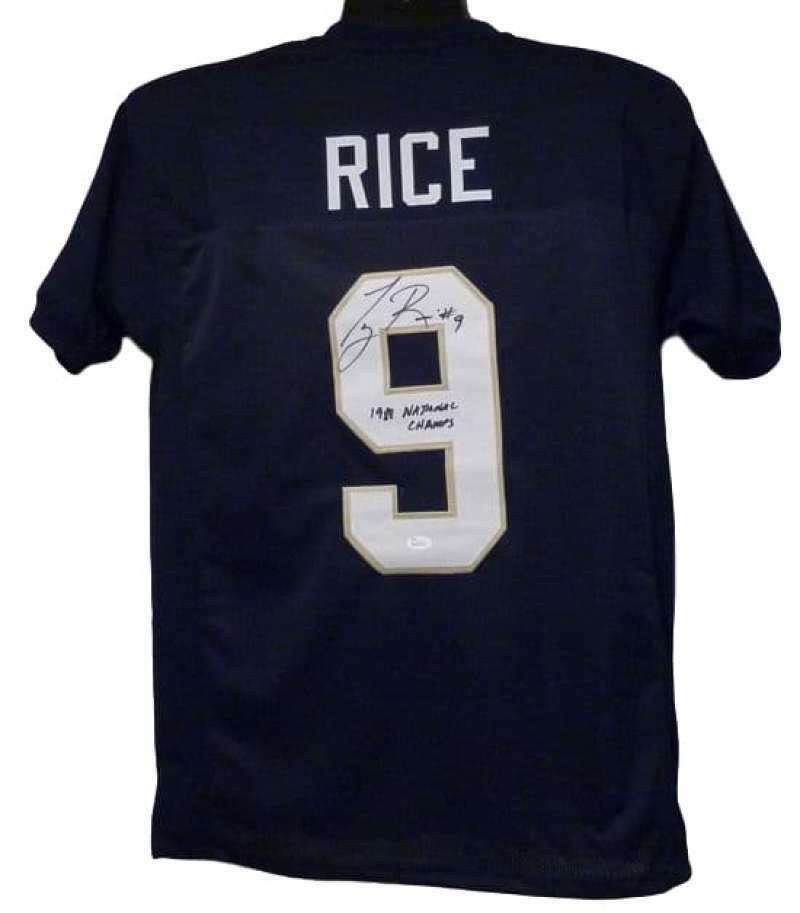 Tony Rice Autographed Notre Dame Irish size XL jersey w/1988 National Champs &amp; JSA
