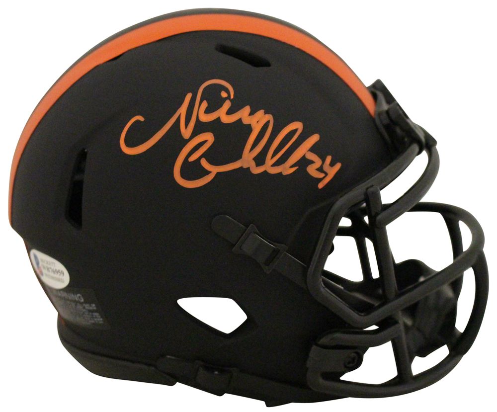 Nick Chubb Autographed/Signed Cleveland Browns Eclipse Mini Helmet BAS