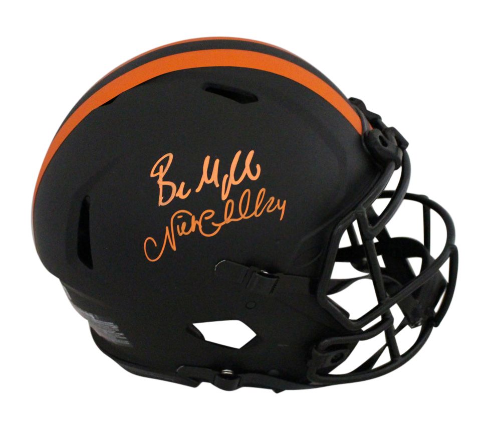 Baker Mayfield &amp; Nick Chubb Browns Signed Authentic Eclipse Helmet BAS
