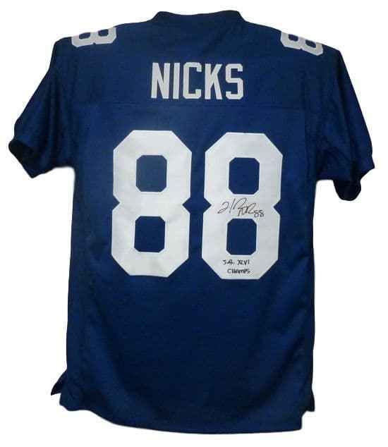 Hakeem Nicks Autographed Blue Size XL Jersey w/SB XLVI Champs New York Giants