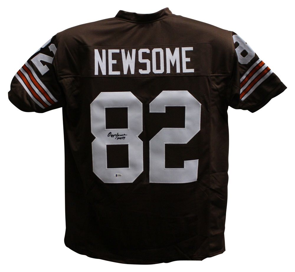 Ozzie Newsome Autographed/Signed Pro Style Brown XL Jersey BAS