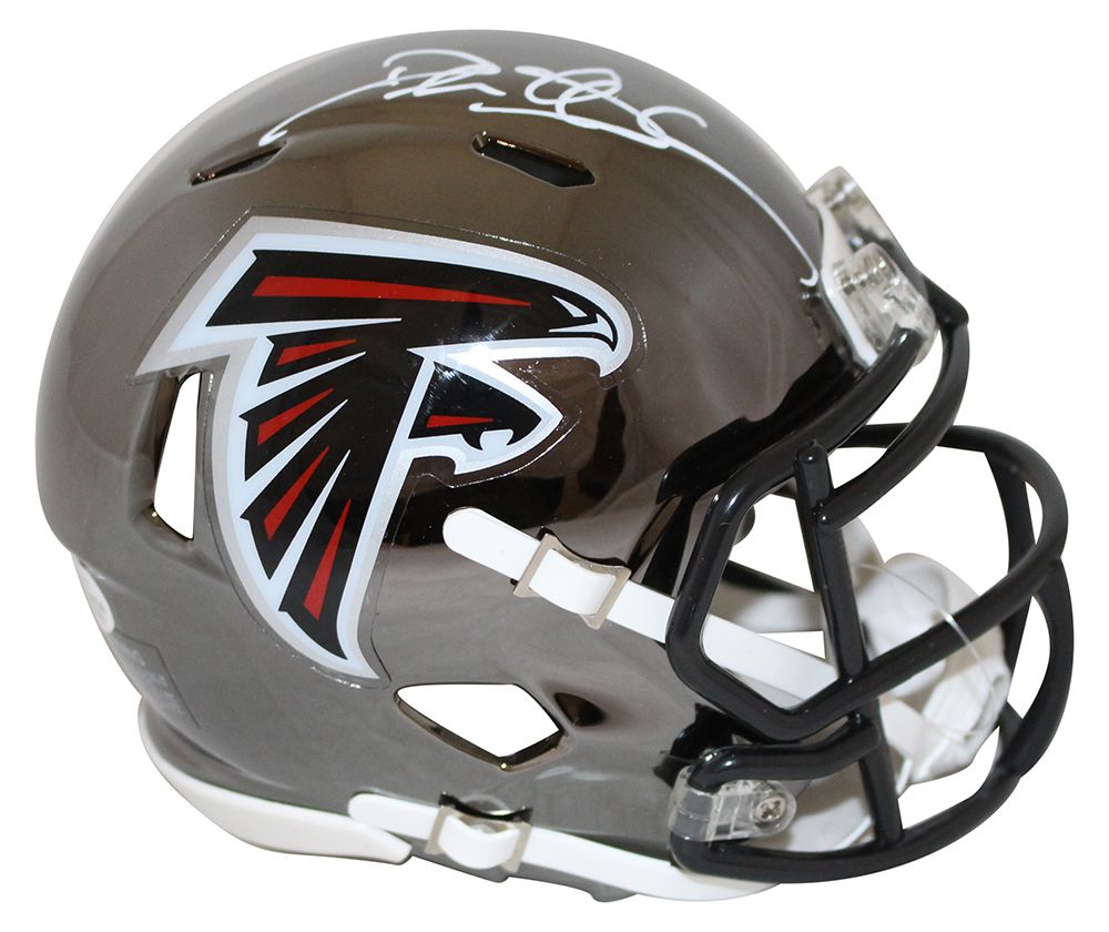 Deion Sanders Autographed/Signed Atlanta Falcons Chrome Mini Helmet BAS