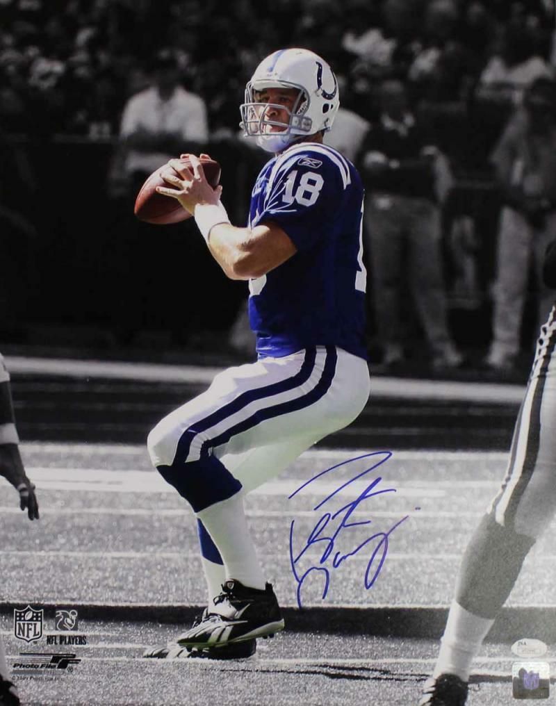 Peyton Manning Autographed Indianapolis Colts 16x20 Sephia Blue JSA