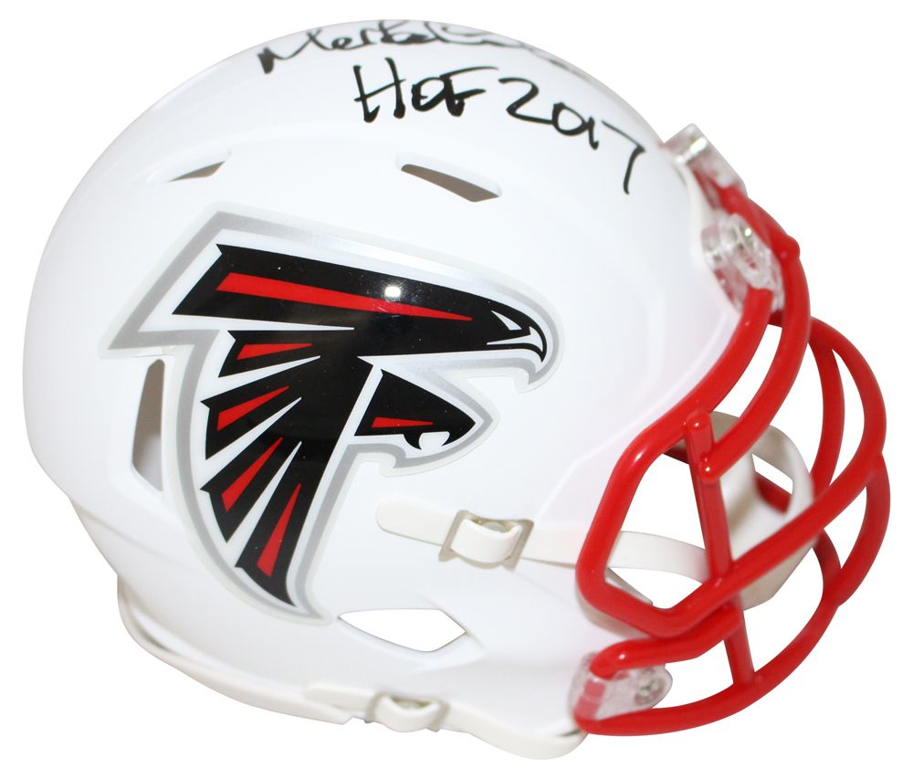 Morten Anderson Signed Atlanta Falcons Flat White Mini Helmet HOF BAS