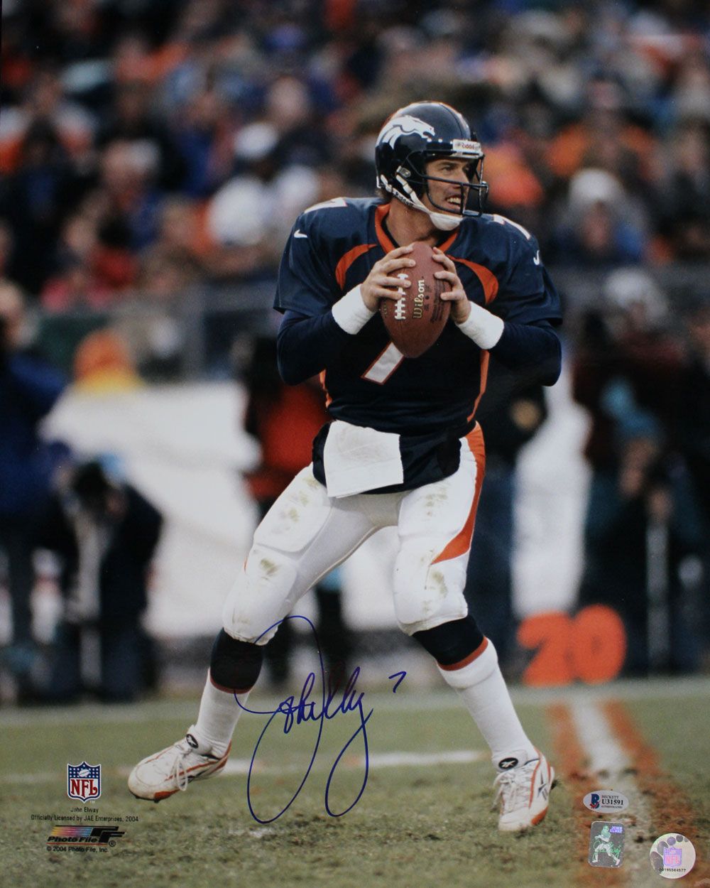 John Elway Autographed/Signed Denver Broncos 16x20 Photo BAS