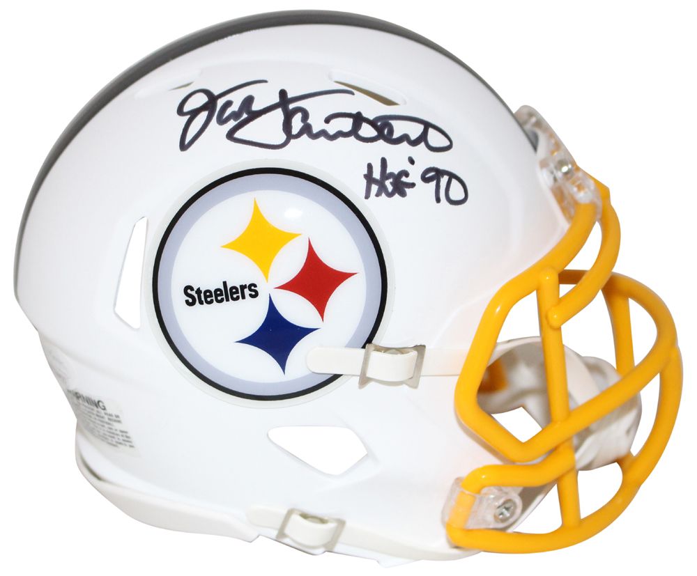 Jack Lambert Signed Pittsburgh Steelers Flat White Mini Helmet HOF JSA