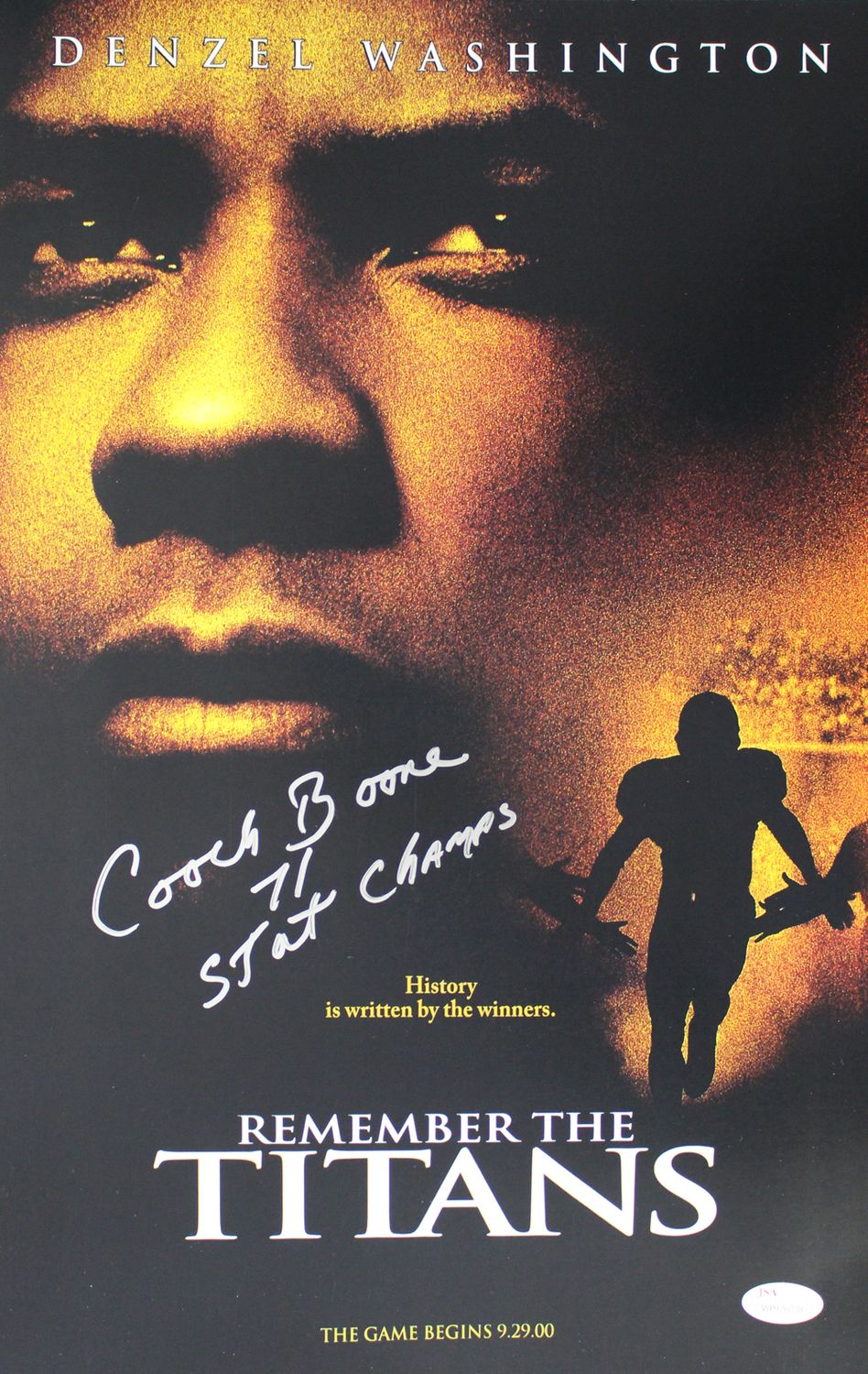 Herman Boone Autographed Remember the Titans T.C. Williams 11x17 Photo Insc JSA