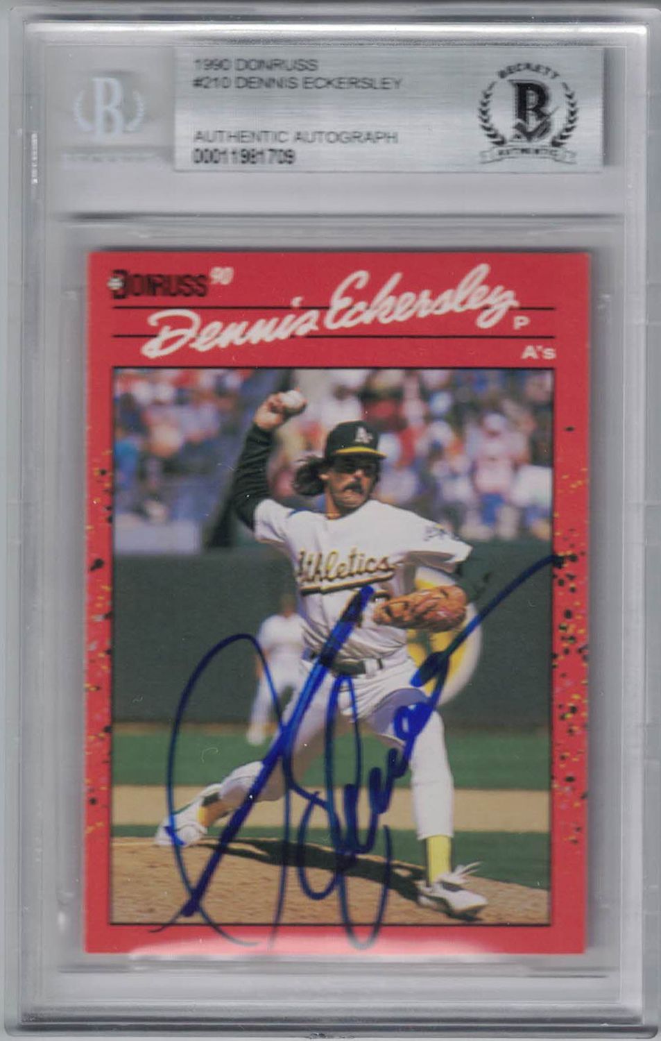 Dennis Eckersley Signed Oakland Athletics 1990 Donruss Trading Card BAS