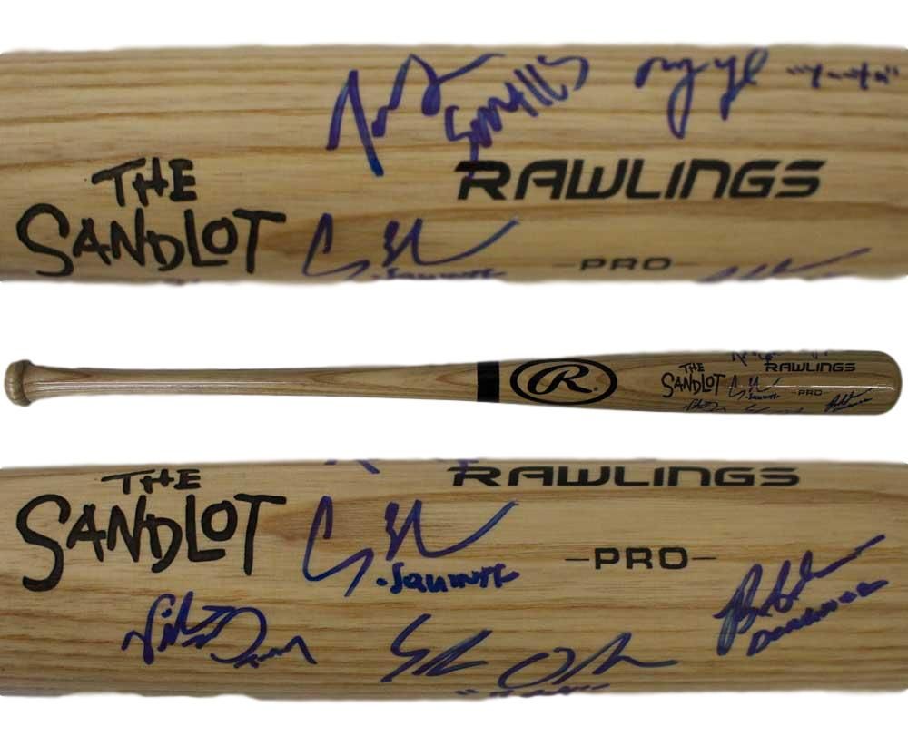 The Sandlot Autographed Blonde Rawlings Baseball Bat 6 Sigs Smalls BAS
