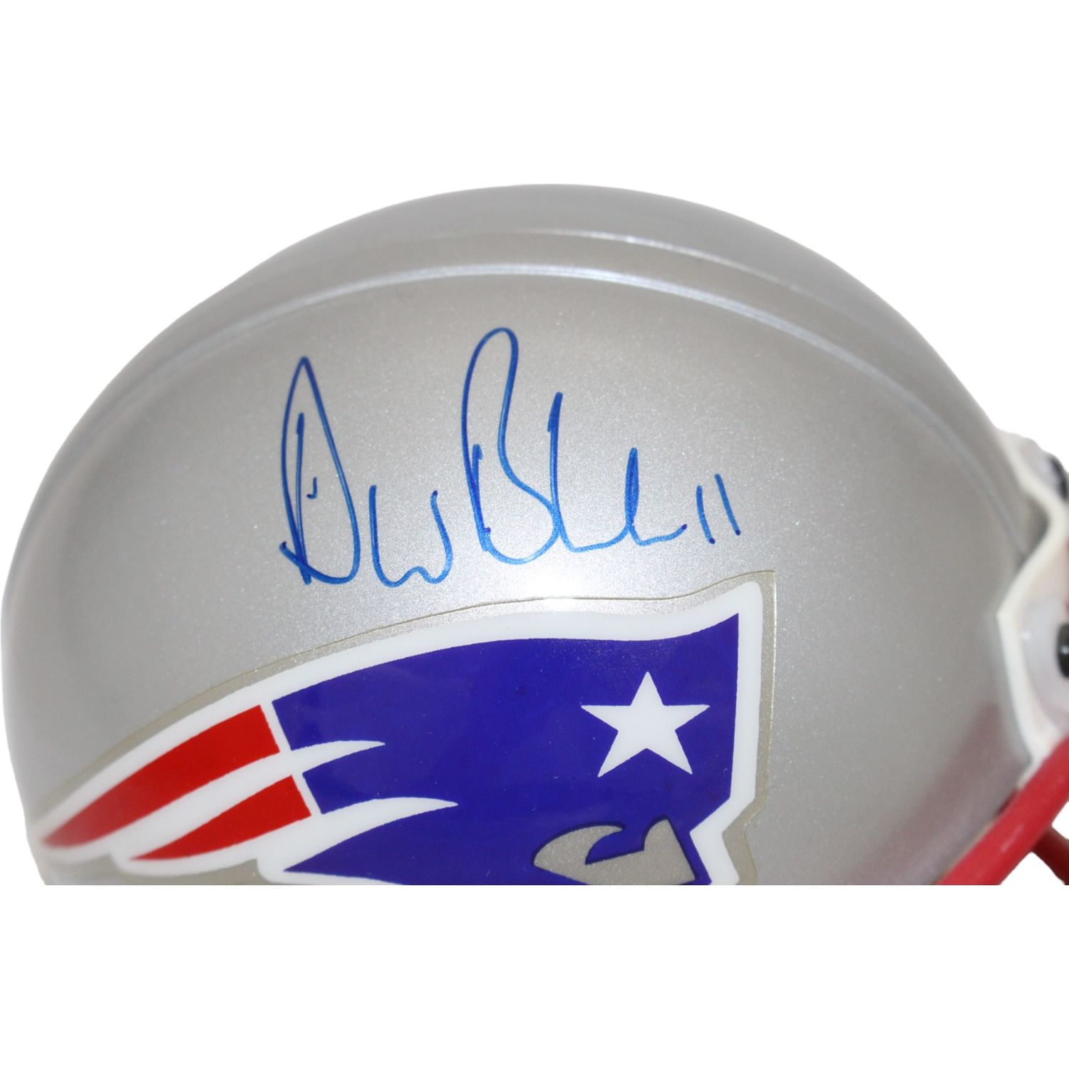 Drew Bledsoe Signed New England Patriots VSR4 Replica Mini Helmet BAS 44155