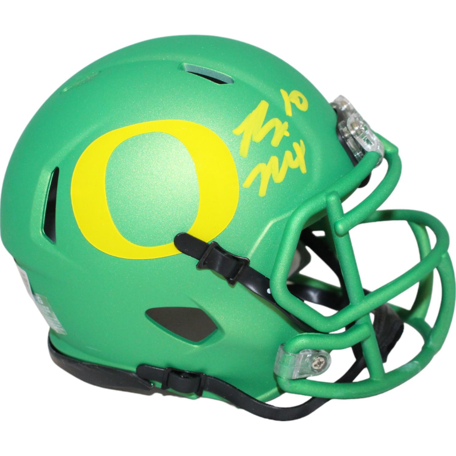 Bo Nix Autographed Oregon &#39;15 Green Apple Mini Helmet Beckett