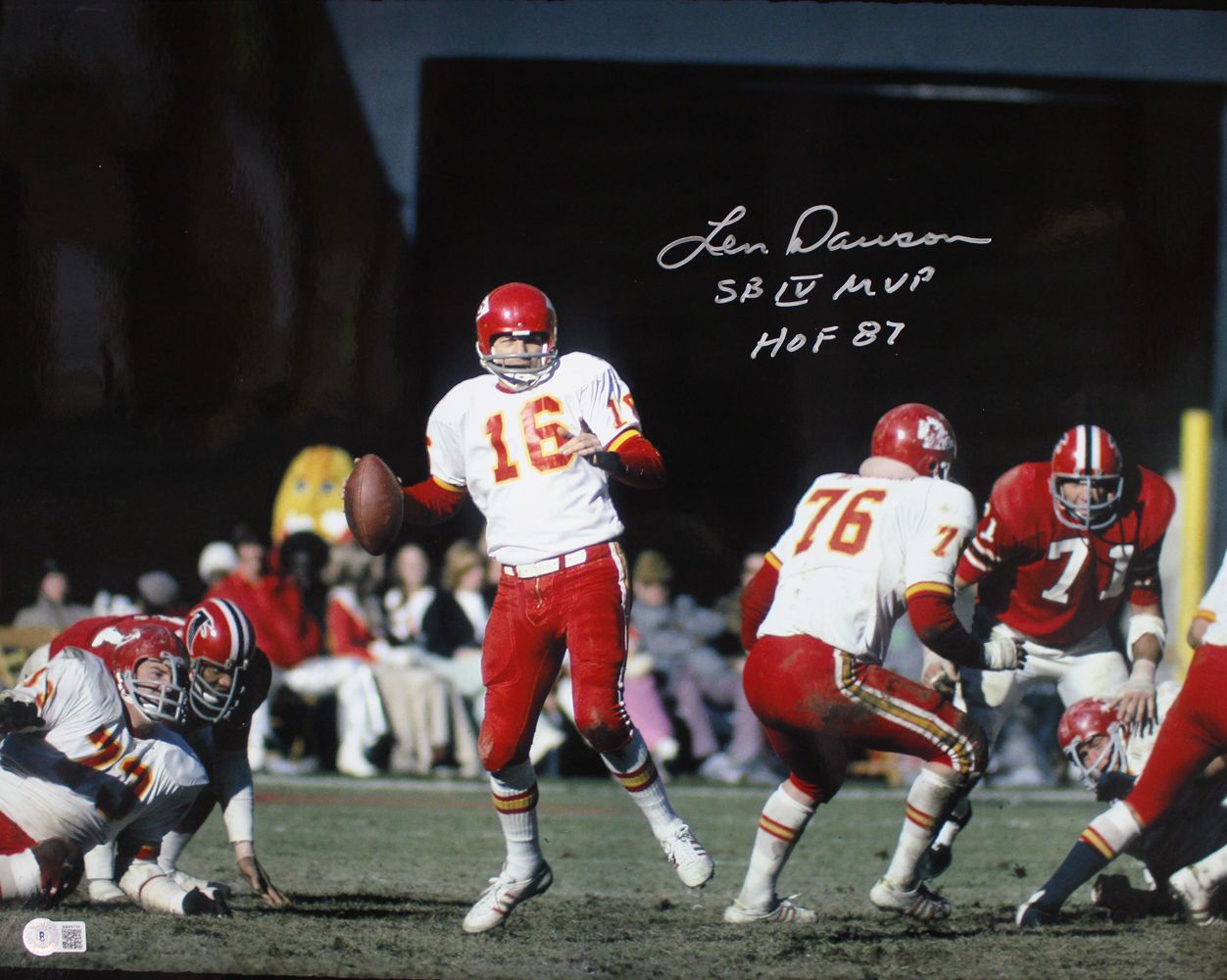 Len Dawson Autographed Kansas City Chiefs 16x20 Photo HOF &amp; MVP BAS