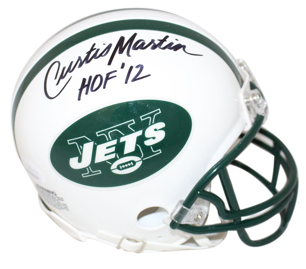 Curtis Martin Autographed/Signed New York Jets Mini Helmet HOF JSA
