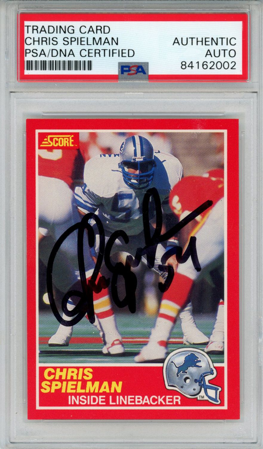 Chris Spielman Autographed 1989 Score #167 Rookie Card PSA Slab