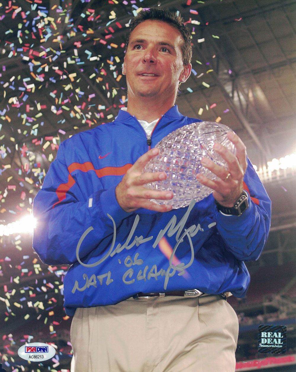 Urban Meyer Autographed/Signed Florida Gators 8x10 Photo Natl Champs PSA