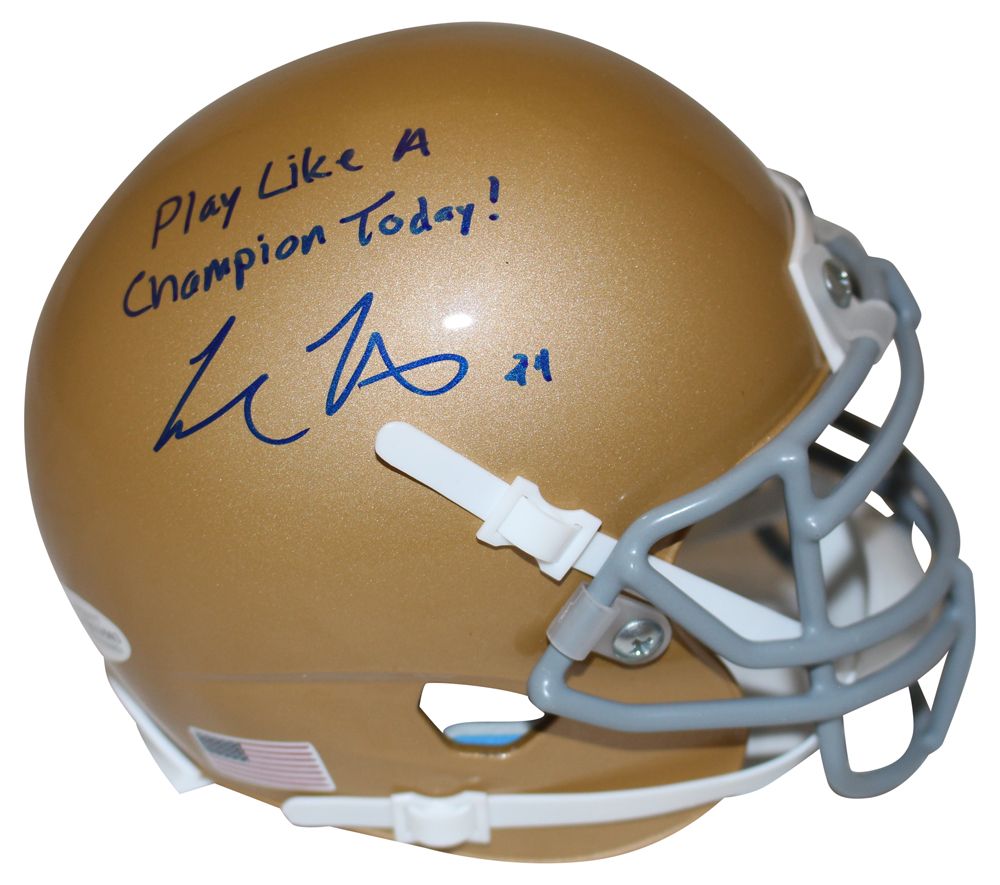 Cole Kmet Signed Notre Dame Mini Helmet Play Like A Champion Beckett
