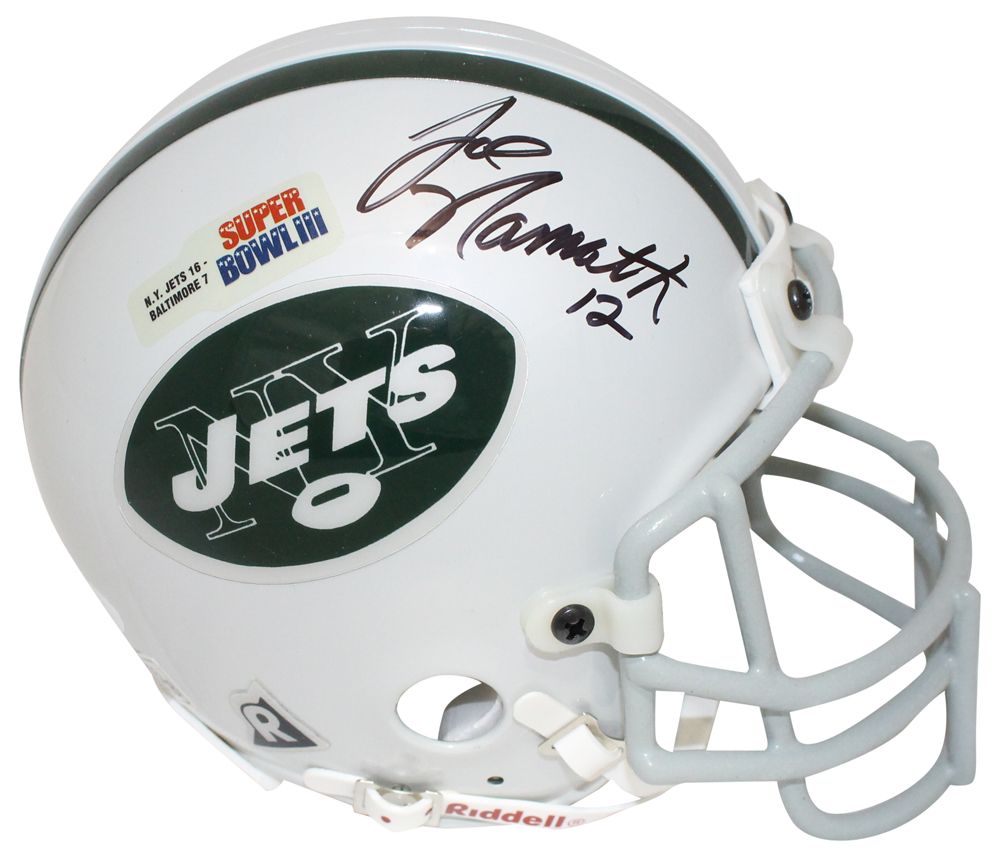 Joe Namath Autographed New York Jets &#39;00 LE Chrome Mini Helmet JSA