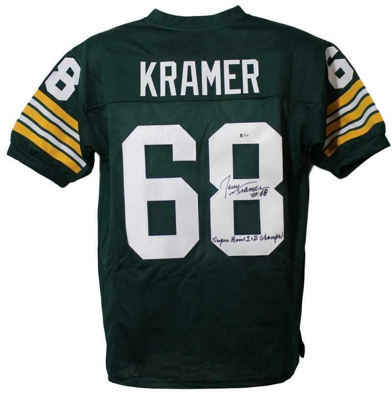 Jerry Kramer Autographed Green Bay Packers XL Green Jersey SB 1&amp;2 Champs