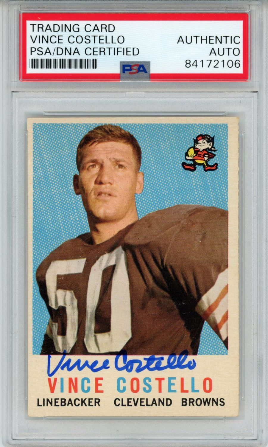 Vince Costello Autographed 1959 Topps #158 Trading Card PSA Slab