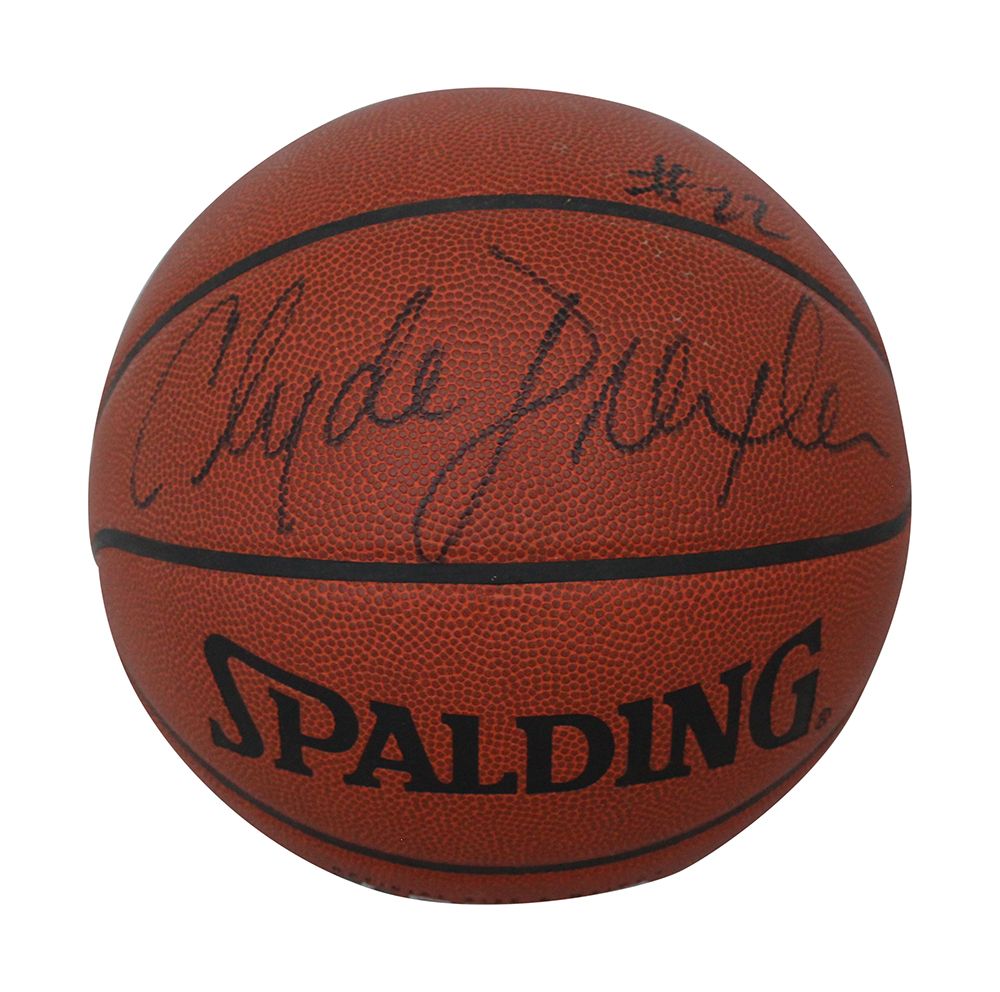 Clyde Drexler Autographed/Signed Portland Trailblazers Basketball I/O JSA