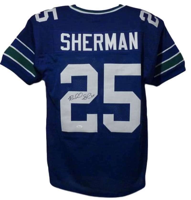 Richard Sherman Autographed Seattle Seahawks Throwback size XL Jersey JSA