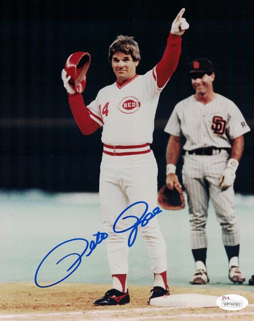 Pete Rose Autographed Cincinnati Reds 8x10 Photo JSA