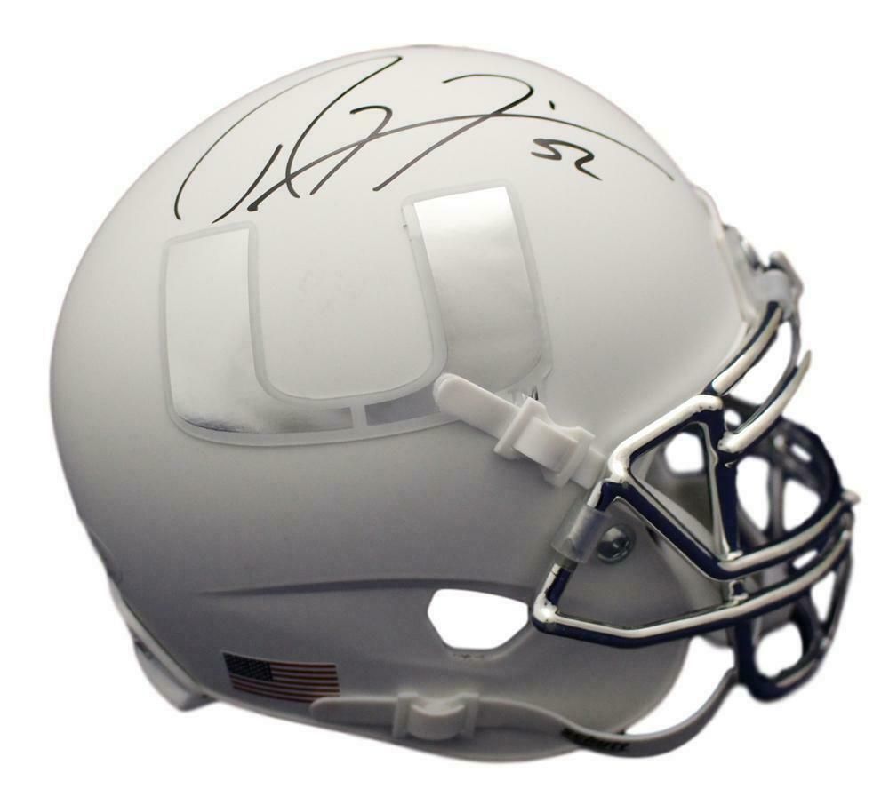 Ray Lewis Autographed Miami Hurricanes White Schutt Mini Helmet JSA
