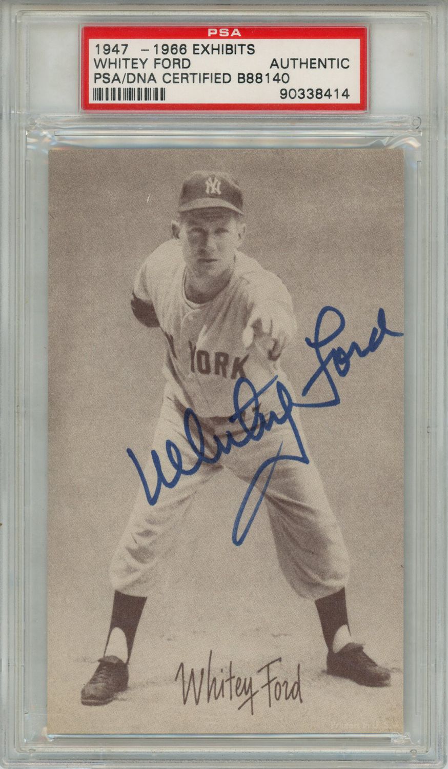 Whitey Ford Autographed New York Yankees 1947-1966 Exhibits Card PSA