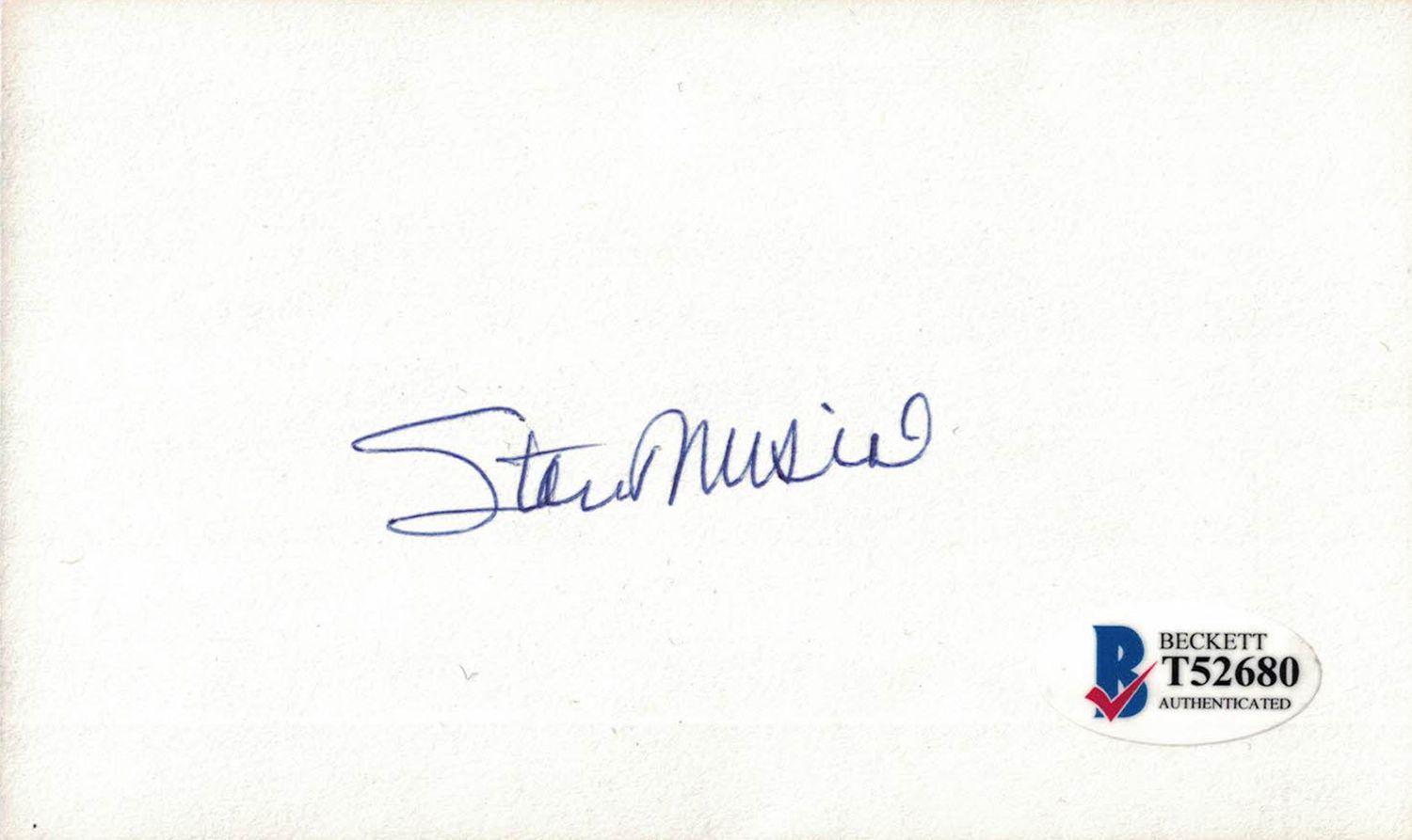 Stan Musial Autographed St Louis Cardinals Index Card BAS