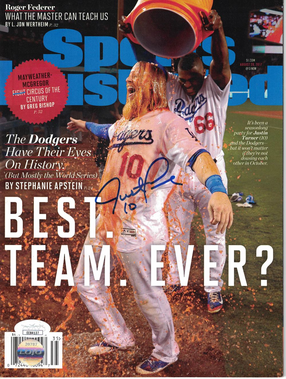 Justin Turner Autographed Los Angeles Dodgers Sports Illustrated JSA