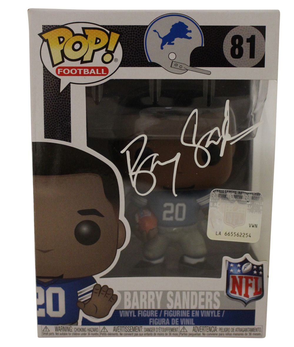 Barry Sanders Autographed/Signed Detroit Lions #81 NFL Funko Pop BAS