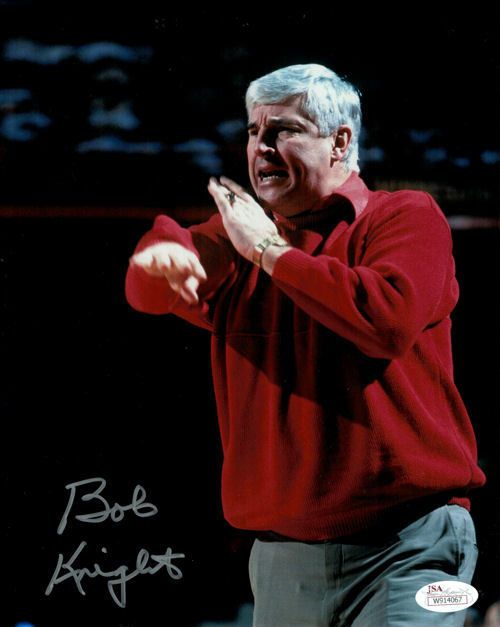 Bobby Knight Autographed Indiana Hoosiers 8x10 Photo (Red Sweater) JSA