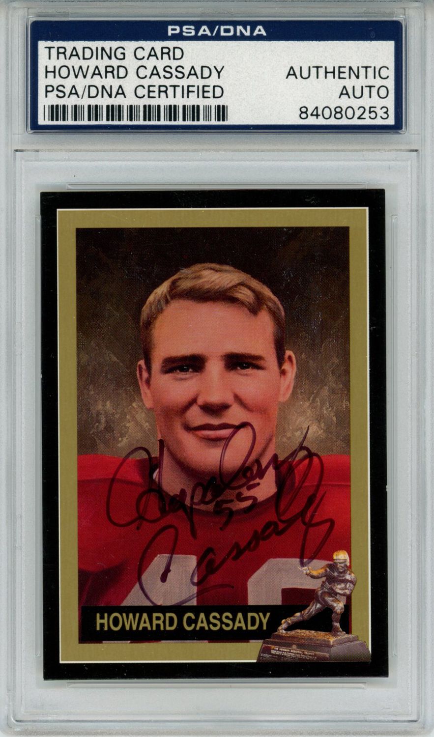 Howard Hopalong Cassady Signed 1992 Downtown Athletic Club #21 PSA Slab