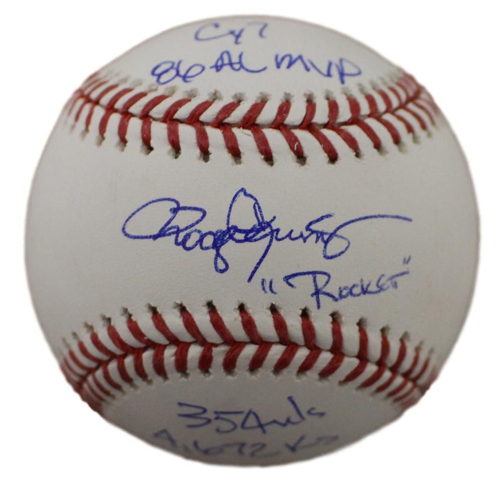 Roger Clemens Autographed/Signed Boston Red Sox OML Baseball Stat JSA
