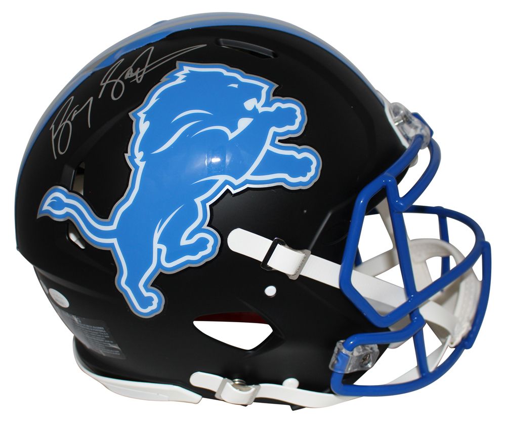 Barry Sanders Autographed Detroit Lions Authentic Black Matte Helmet JSA