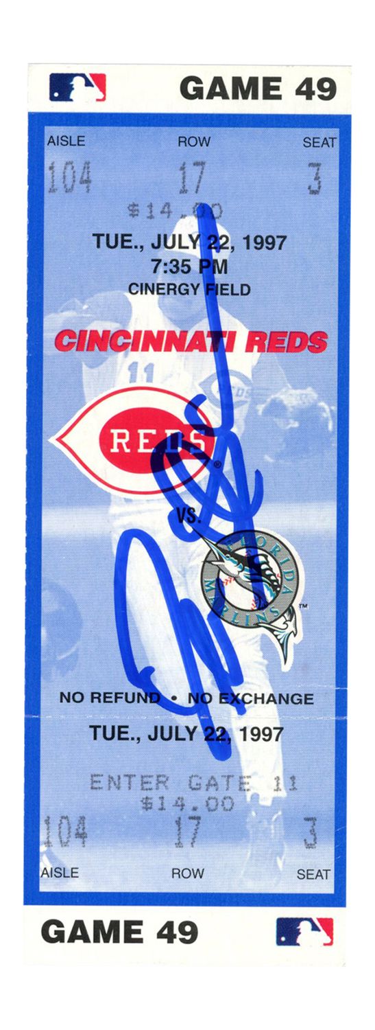Deion Sanders Signed Cincinnati Reds 7/22/1997 vs Marlins Ticket BAS