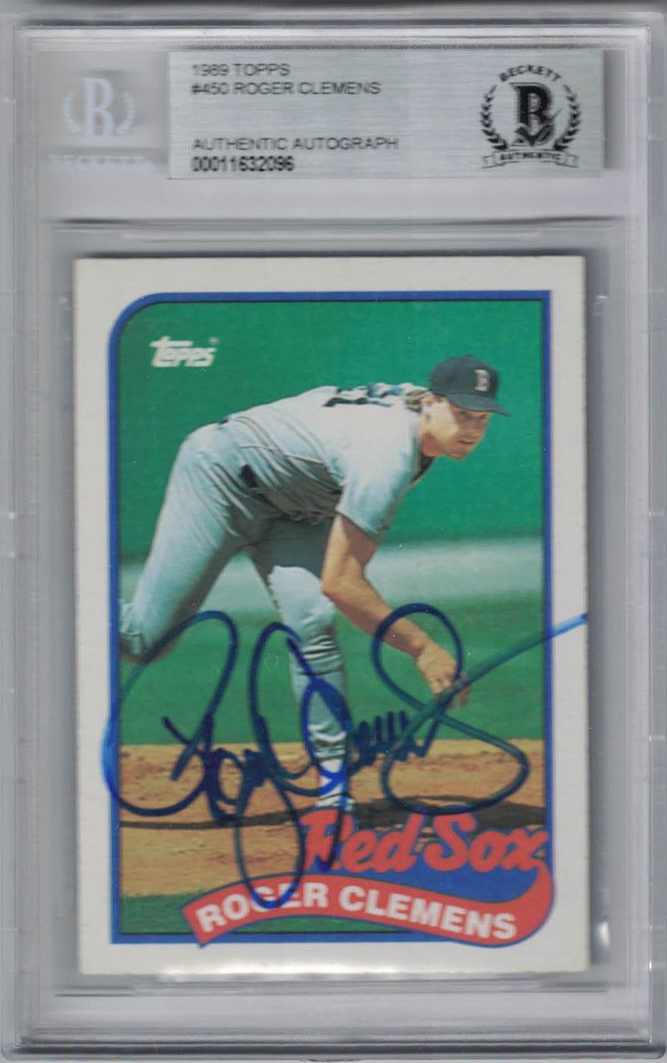 Roger Clemens Autographed Boston Red Sox 1989 Topps Trading Card BAS
